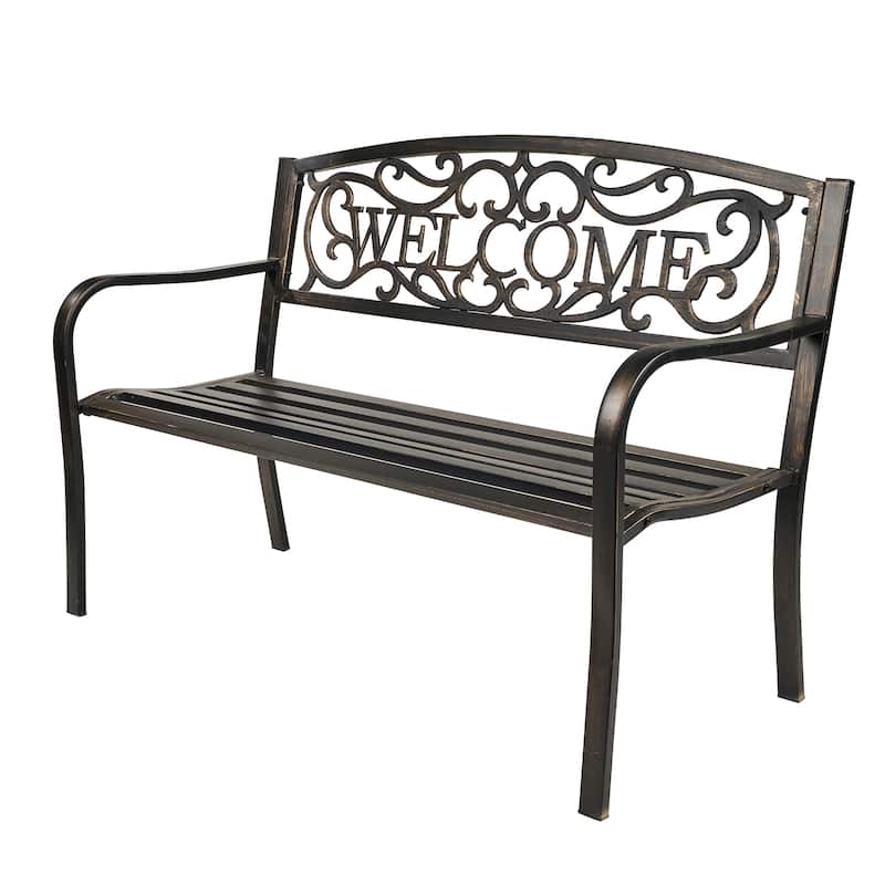 Bronze Welcome Garden Bench 50 Inch Long