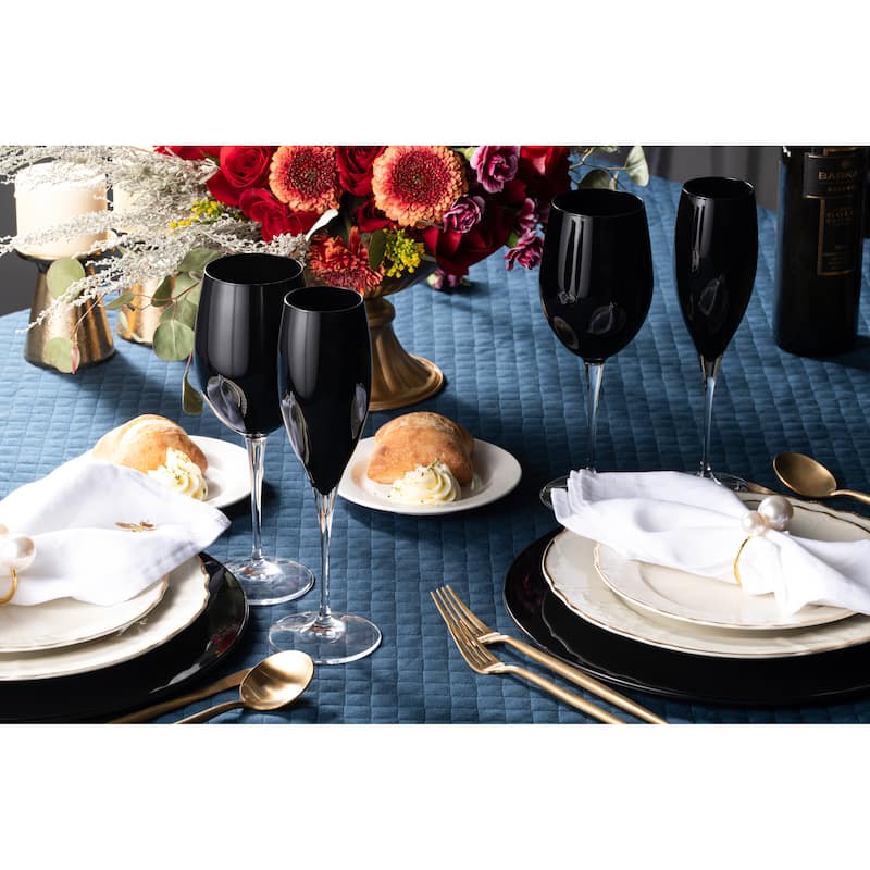 Majestic Gifts Inc. Glass Toasting Champagne Flutes-11 Oz.-Set/6-Black