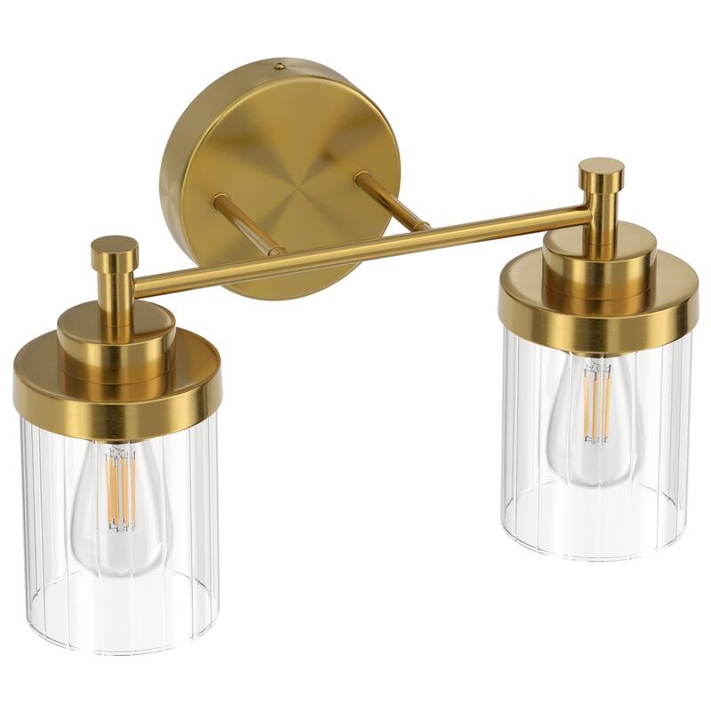 Modern Dimmable Vanity Light with Clear Ribbed Glass Shades E26 Sockets