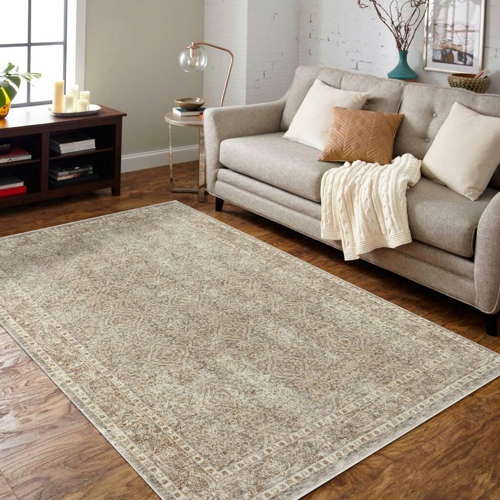 Stelios Collection Grey/Beige Transitional Area Rug