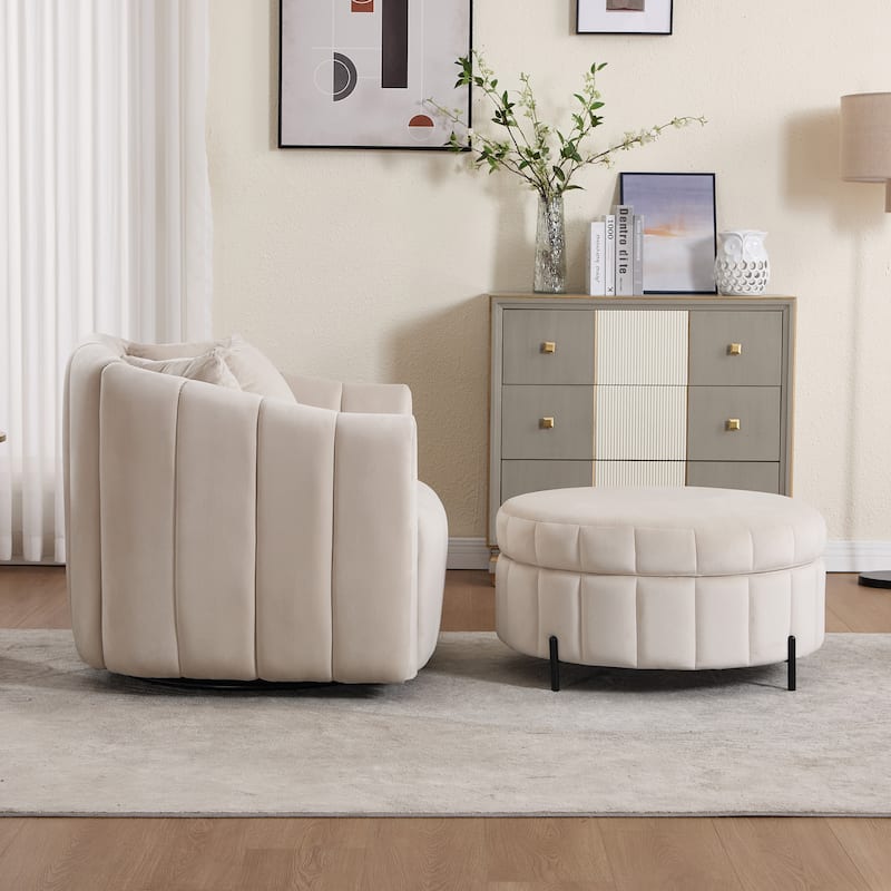 40.4"W Modern Swivel Accent Chair,Swivel Single Sofa Chair with Ottoman
