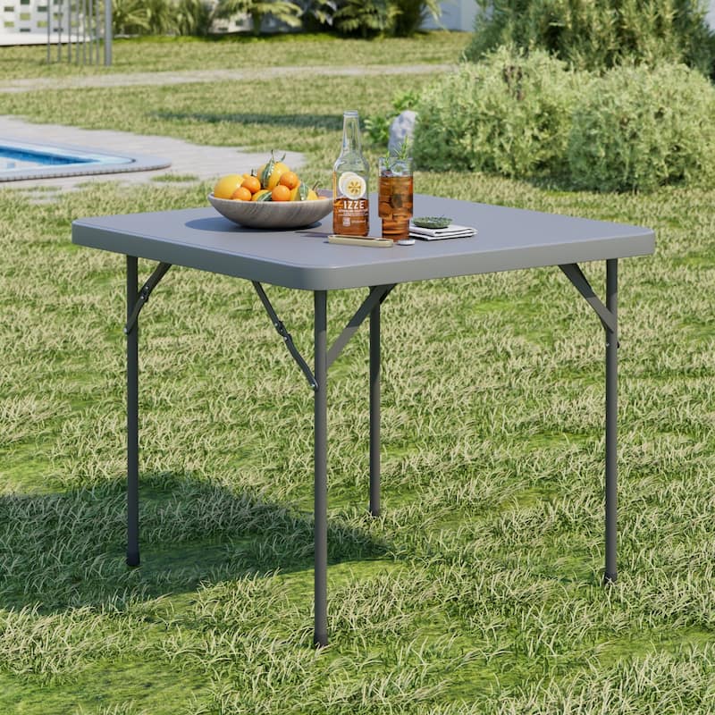 34" Folding Square Table Portable Plastic Dining Card Table for Kitchen or Outdoor Party Wedding Event