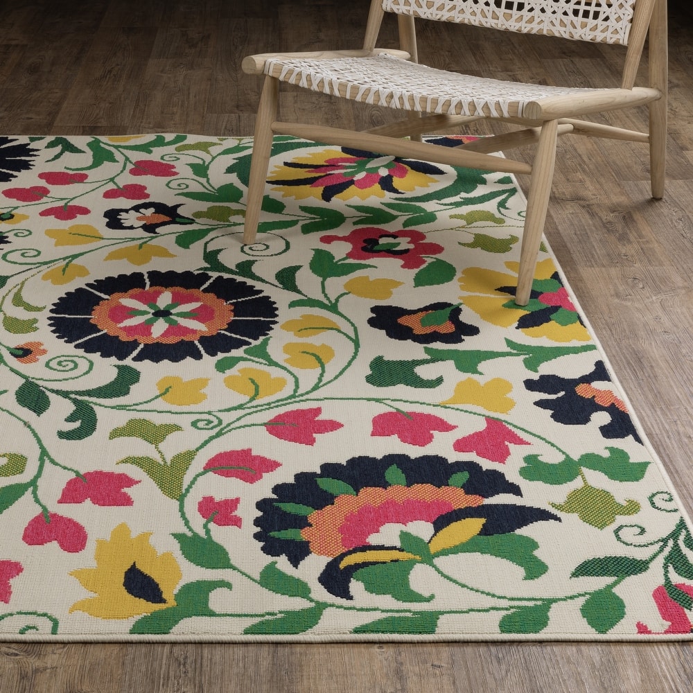 Harlowe Bold Boho Floral Ivory/ Multi Area Rug