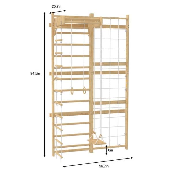 Neem Swedish Wall Ladder & Indoor Wooden Climber for Kids - Home Gym Playset - Natural - Neem 94.5 inches