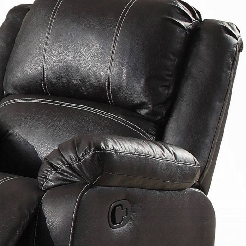Zuru Motion Manual Rocker Recliner Chair, Plush Black Faux Leather