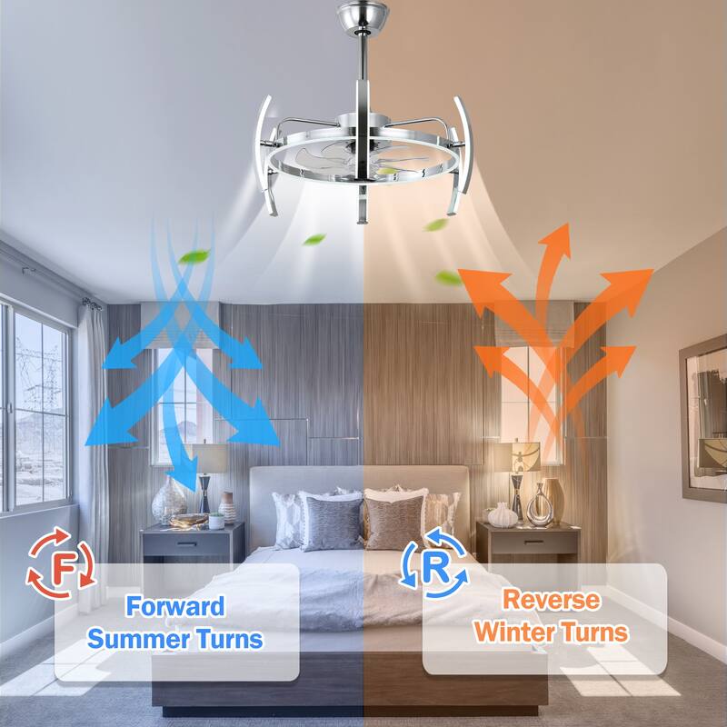 Oaks Aura DeClue 24in. 6 DIY-Shape Smart Ceiling Fan with Light,Cyberpunk Futuristic 6-Speed Quiet Ceiling Fan w/ Remote