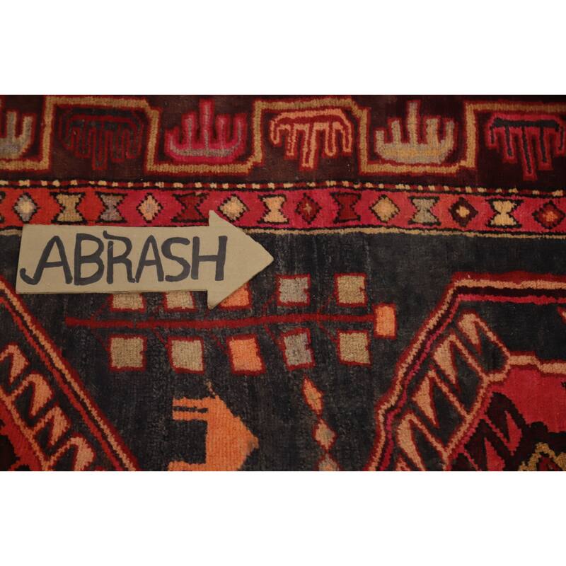 Hand Knotted Oriental 100% Wool Carpet Traditional Tribal Black Ardebil Runner Rug - 9' 7'' X 3' 5''