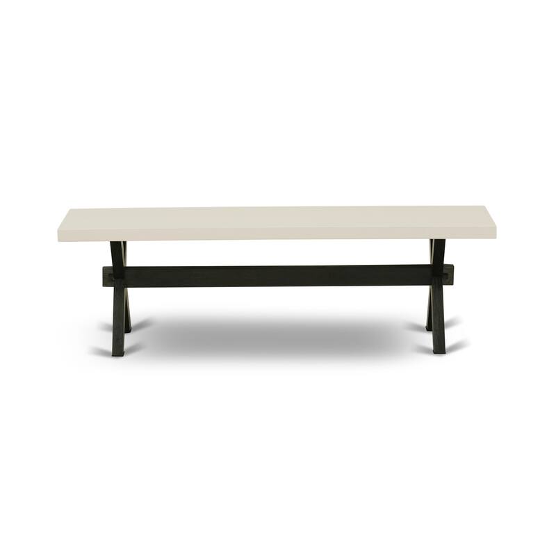 East West Furniture X-Style Modern Dining Room Bench with Wooden Seat(Finish Options)