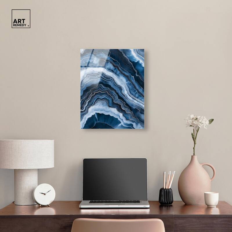 Azure Abyss Layers Acrylic by Art Remedy, Ready to Hang
