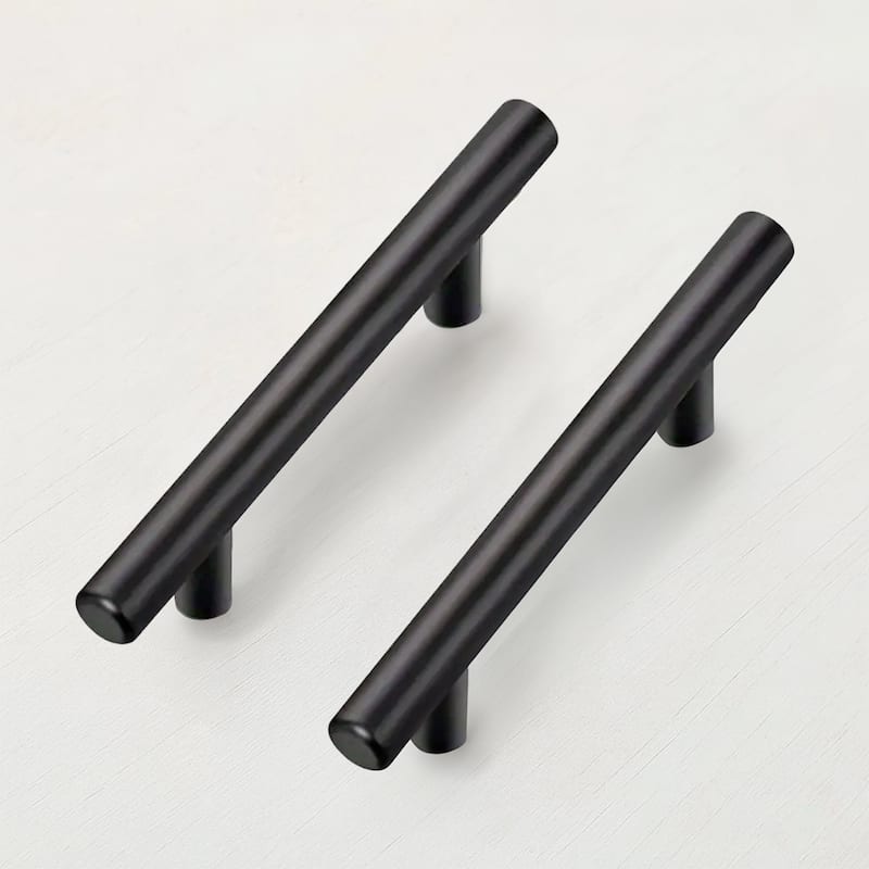 Cabinet Handle Pull - 5 Inch, Modern T-Bar Design, 3 Inch Hole Center - 4-Pack - Matte Black