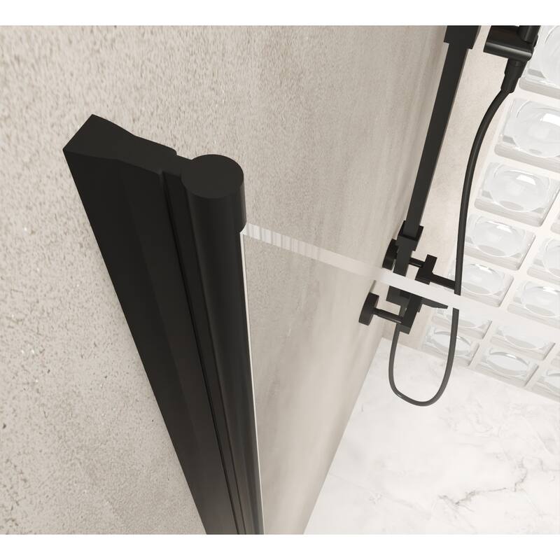Pivot Semi-Frameless Shower Door in Matte Black Finish
