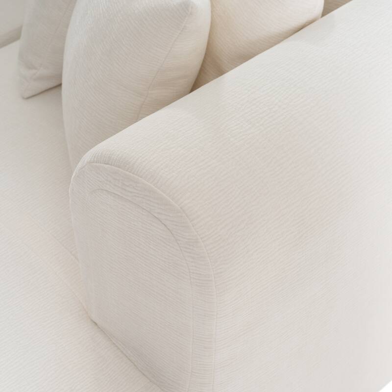 Curved Sectional Sofa with L-Shaped Chaise Lounge, Chenille Upholstered Cloud Sofa, 4 Seater Floor Sofa with 4 Pillows