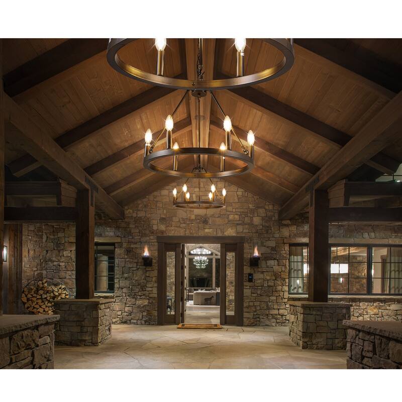 6/12-Light Wagon Wheel Farmhouse Chandelier