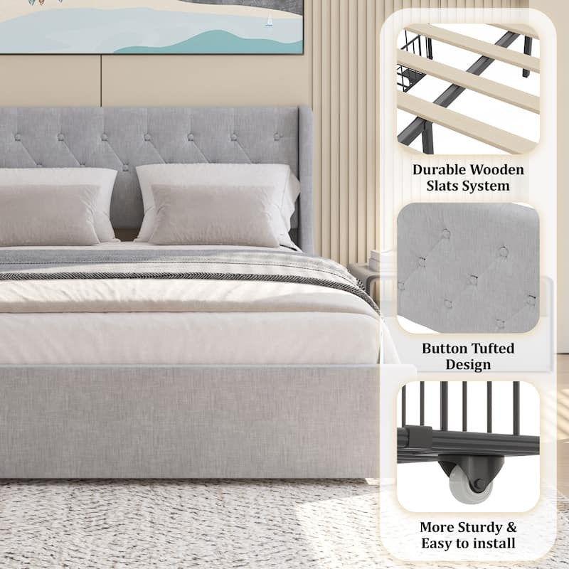 Luxurious Storage Bed with Tufted Headboard for Stylish Bedroom