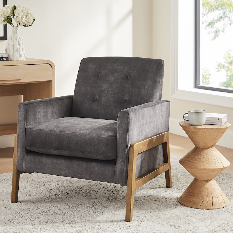 Margrate Wood Arm Tufted Back Accent Chair by Greyson Living