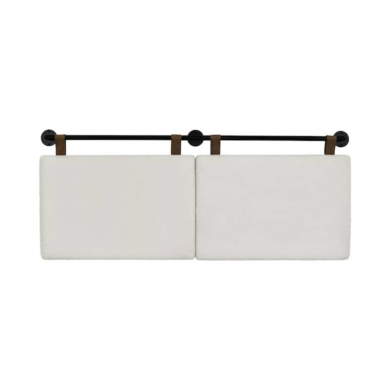 Charlie Wall Mount Boucle Upholstered Padded Headboard, Adjustable Height with Metal Rail
