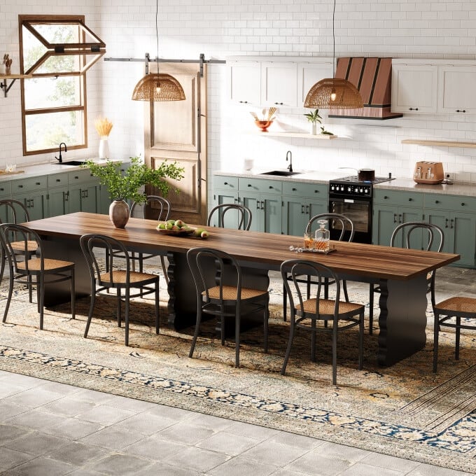 63-Inch Modern Dining Table, Large Wooden Kitchen Table for 4-6