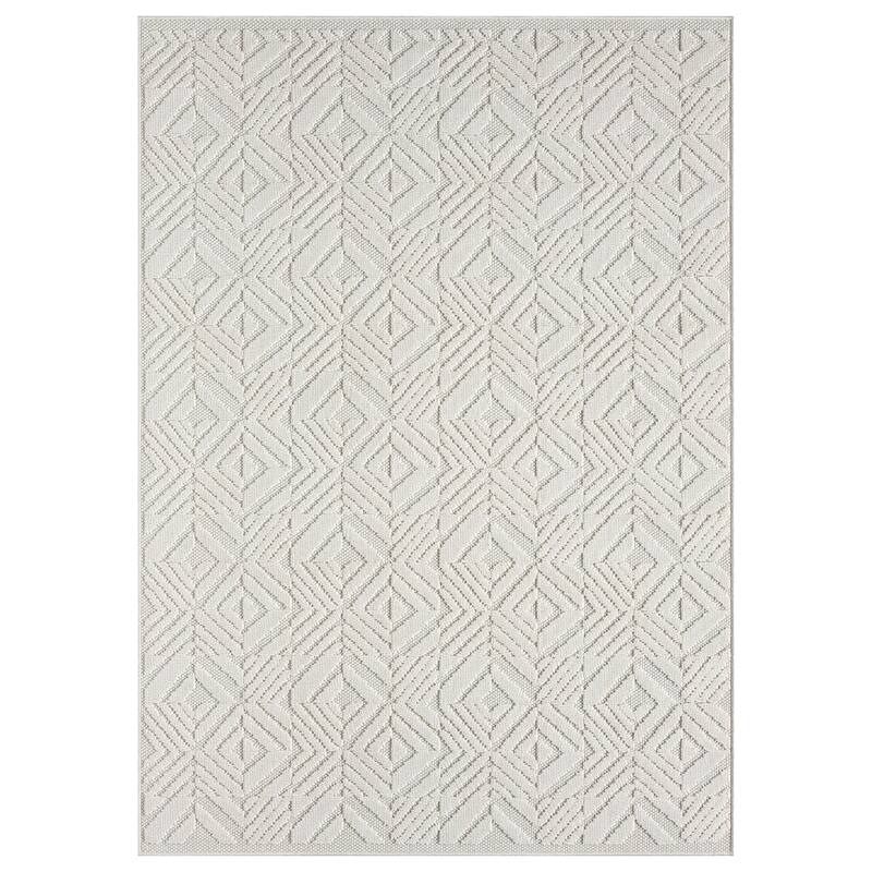 Terra by Obeetee Nimes Diamond Tile Cascade Rug - Natural/Criss Cross - 5'3" x 7'3"