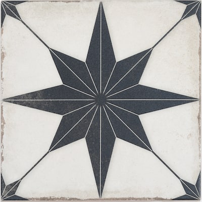 Faenza 8x8 White Black Porcelain Square Motif Wall and Floor Tile (6.46 sq ft/case) - 15 Pack