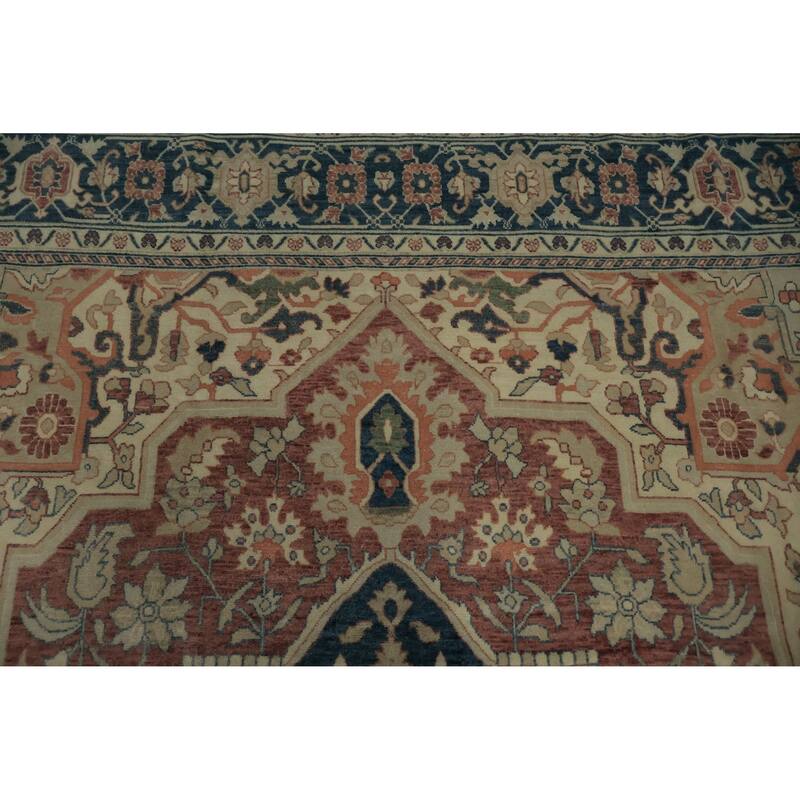 Hand Knotted Oriental 100% Wool Carpet Transitional Floral Pink Oushak Area Rug - 11' 6'' X 8' 11''