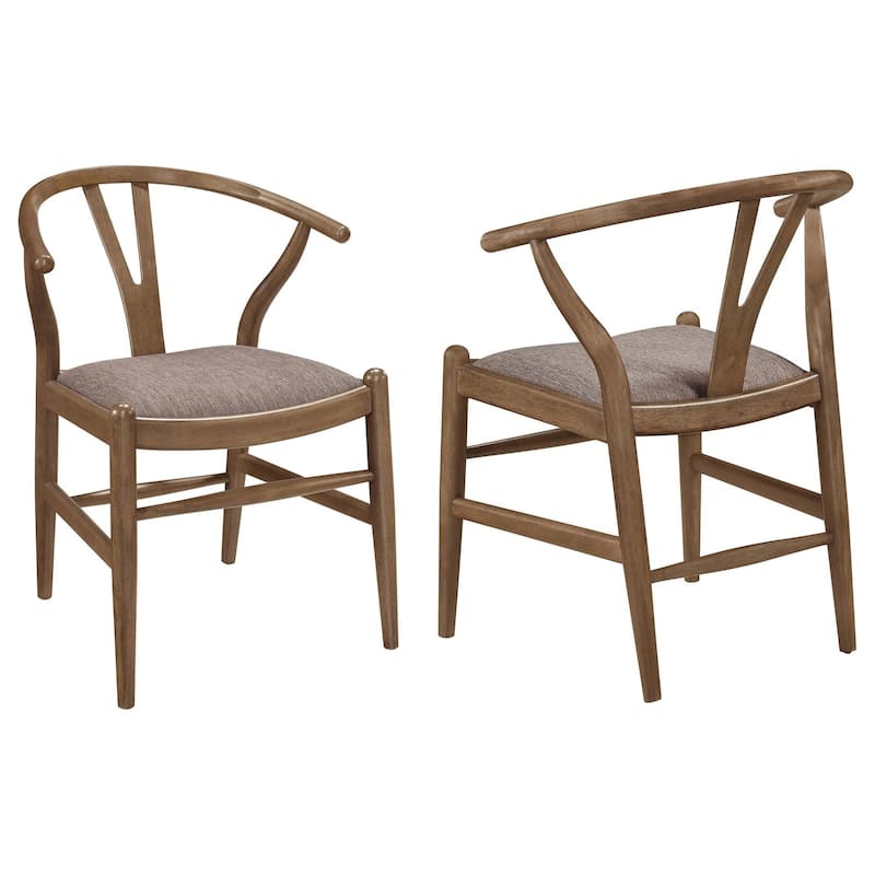 Walnut Brown/Brown Fabric Upholstered Wood Frame Dining Chair, Set of 2, Sturdy Dining Chair for Dining Rooms - 21.75