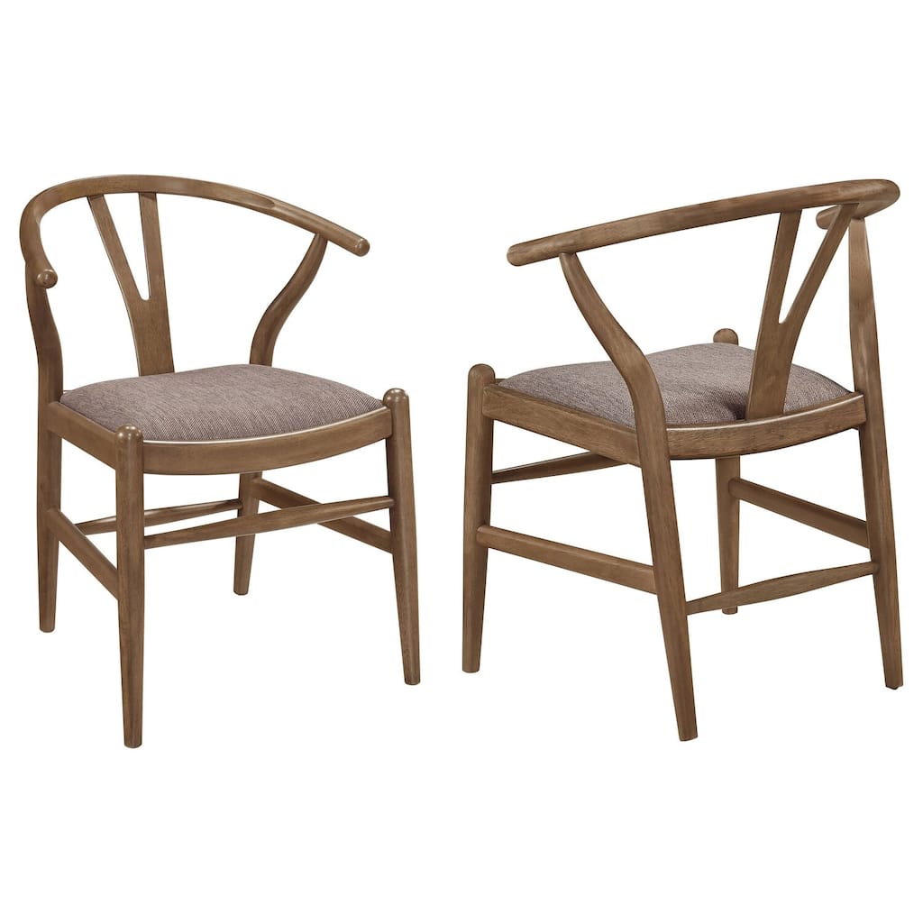 Walnut Brown/Brown Fabric Upholstered Wood Frame Dining Chair, Set of 2, Sturdy Dining Chair for Dining Rooms - 21.75