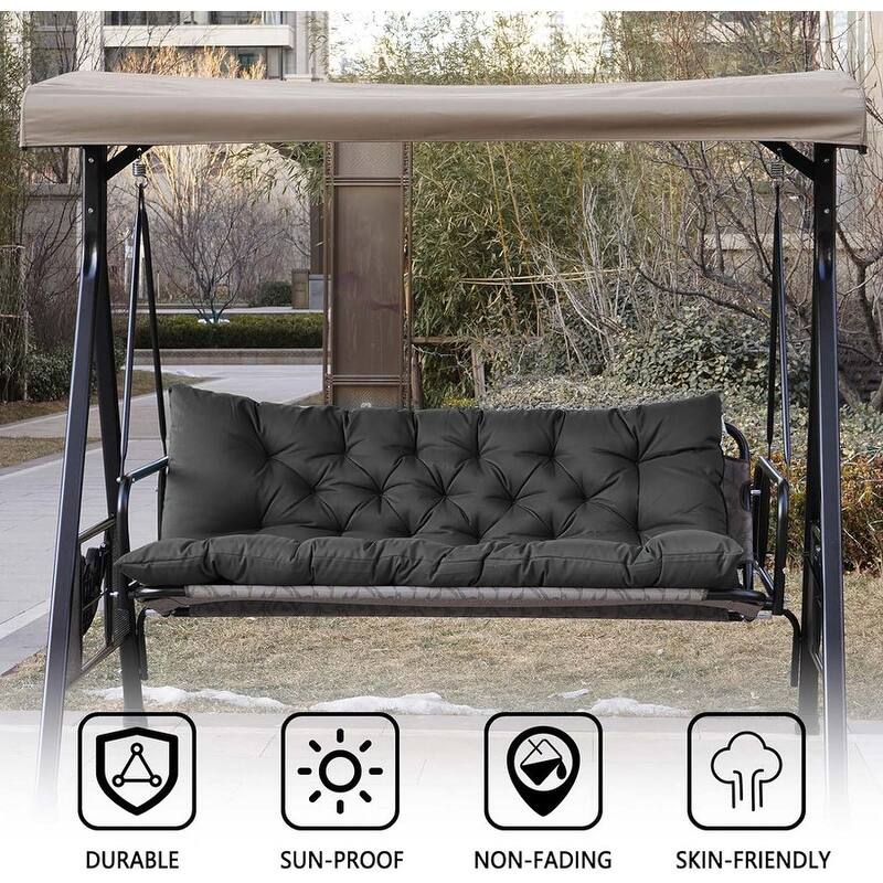 Outdoor Swing Cushions Replacement, Outdoor Thickened Bench Cushion with Ties for Porch,Patio,Backyard,Garden