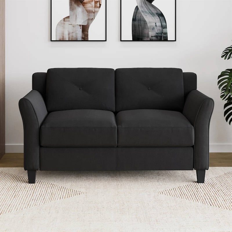 Modern 2-Seater Upholstered Microfiber Loveseat Sofa with Tufted Cushions for Living Room - 32.7'' H x 56.3'' W x 31.5'' D