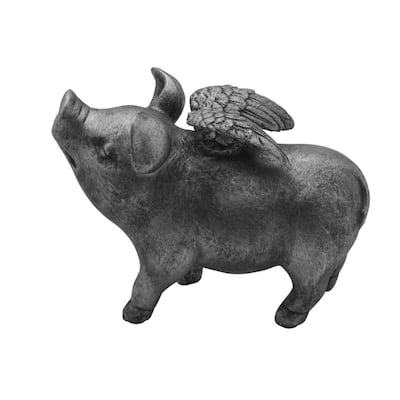 Elements Silver Winged Pig Figurine, 7 Inch
