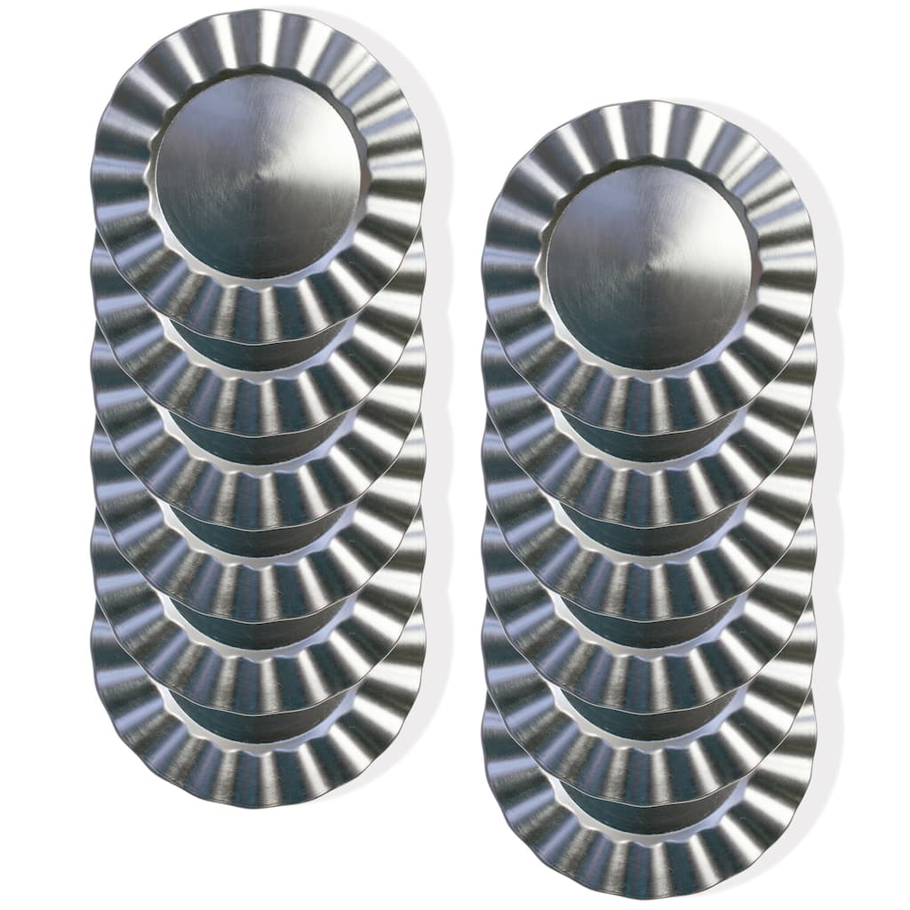 Silver Round Ruffled Charger Plate 13" Set of 12 - 13" Dia x 0.5" H