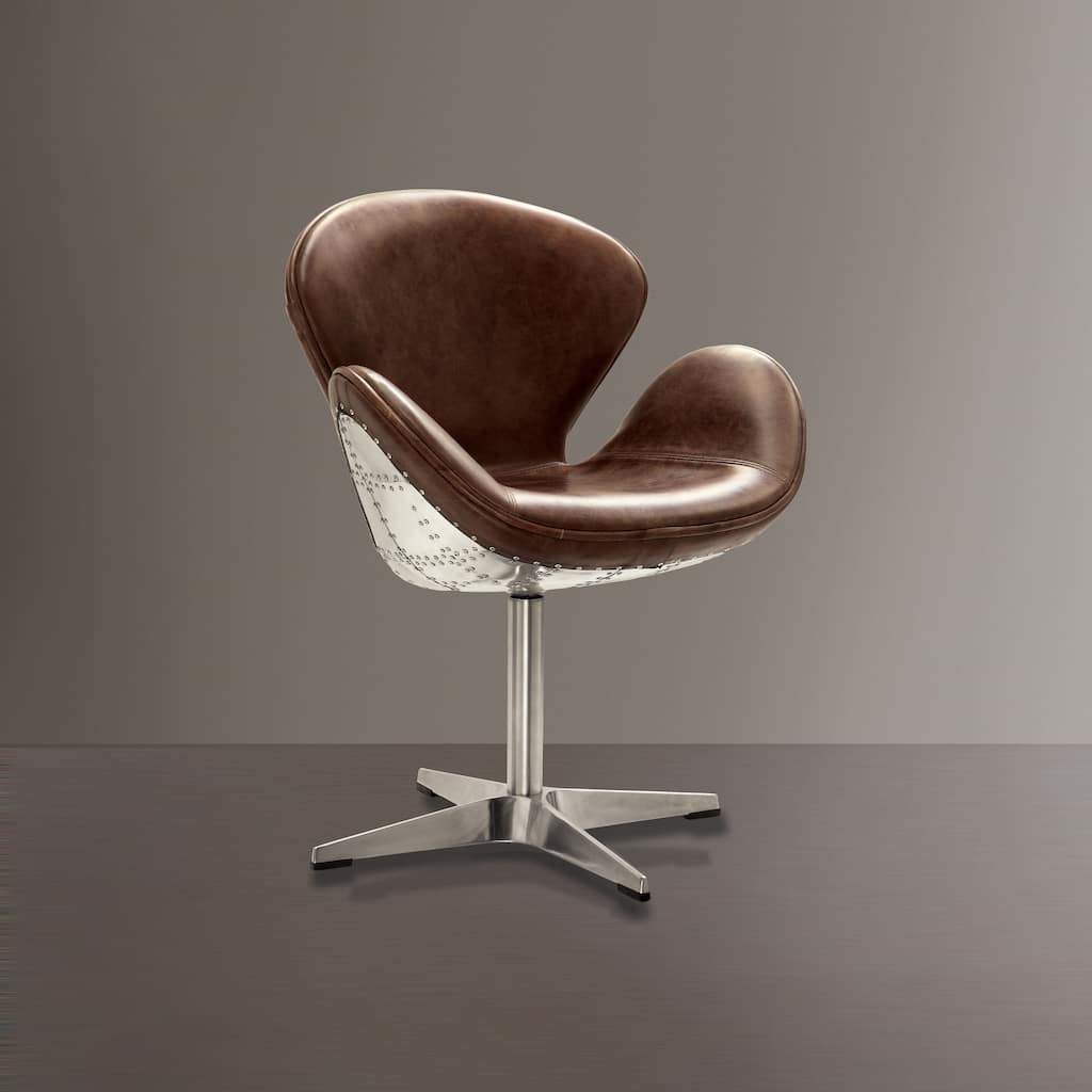 Retro Chrome Accent Chair,Swivel Chair with Padded Cushion
