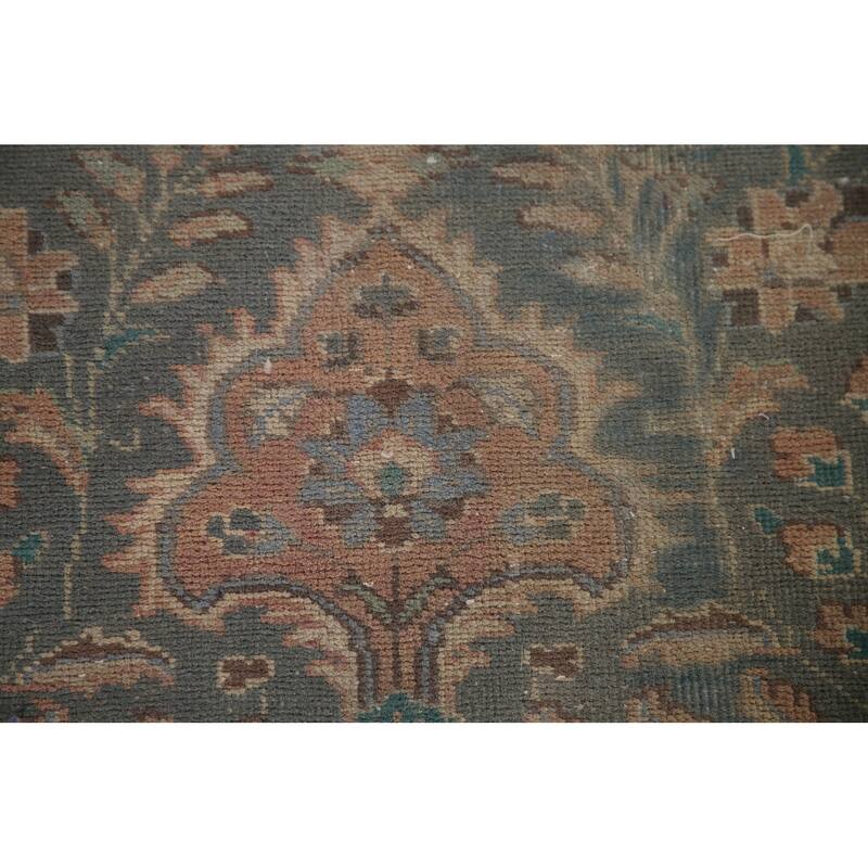 Green Tabriz Persian Vintage Area Rug Hand-knotted Wool Carpet - 6'5" x 8'11"