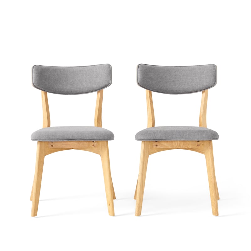 Chazz Mid-Century Modern Upholstered Rubberwood Dining Chairs (Set of 2) by Christopher Knight Home