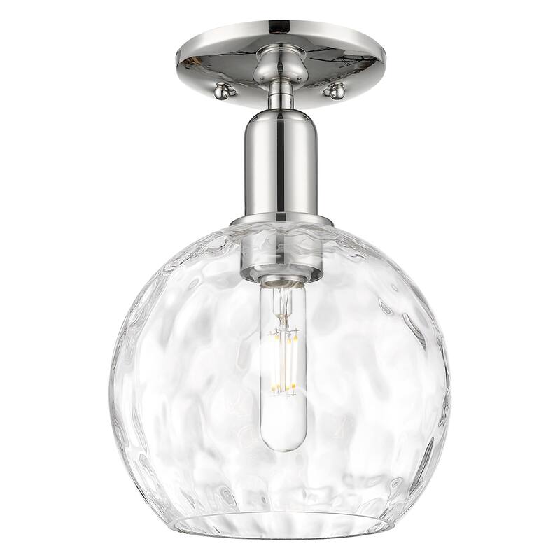 Innovations Lighting 716-1C-12-8 Athens Water Glass Semi-Flush Athens - Polished Nickel / Clear Water Glass