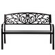 preview thumbnail 1 of 7, Gardenised Black Patio Garden Park Yard 50" Outdoor Steel Bench Powder Coated with Cast Iron Back Black