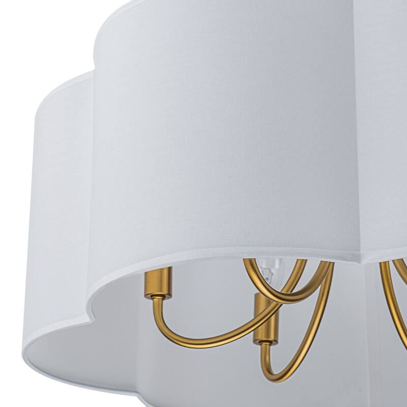 6-Light Dimmable Chandelier with Drum Fabric Shade