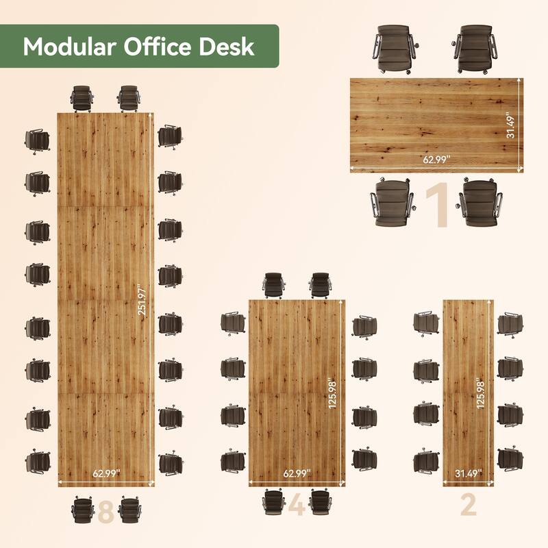 5.24 ft Wood Conference Table with Large Tabletop