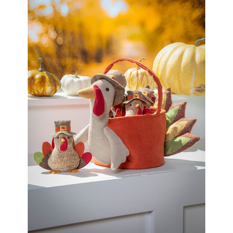 Fabric Turkey Bucket with Fabric Turkey Set