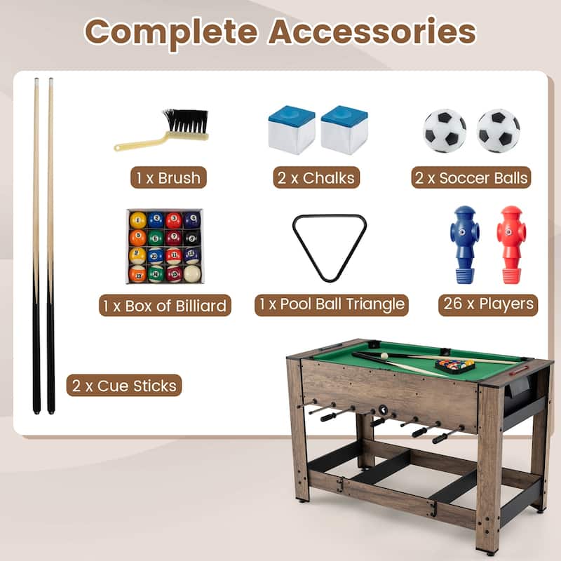 Gymax 2-in-1 48'' Swivel Multi Game Table w/Legs 2 Balls Cue Sticks