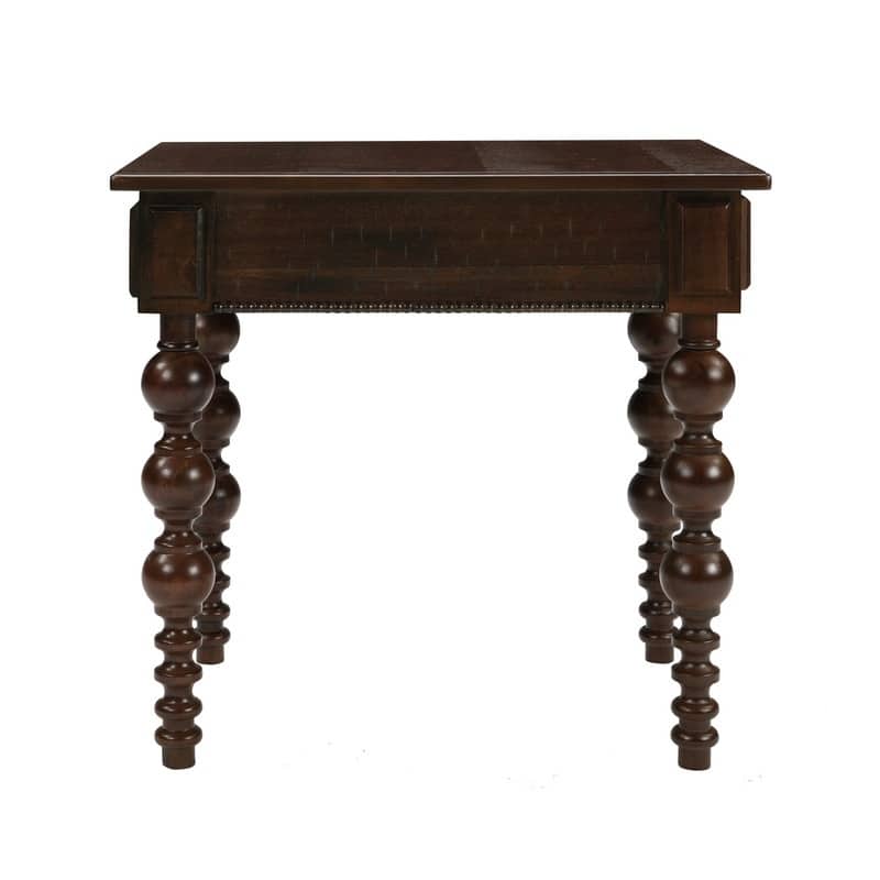 Retro 24" Solid Wood End Table with Drawer Easy Assembly Vintage Narrow Sofa Side Table for Living Room
