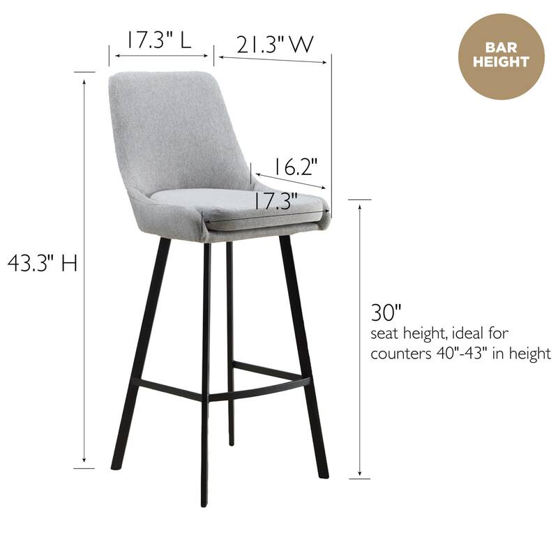 Leick Home Upholstered Back Counter Height Stool with Steel Base Set of 2