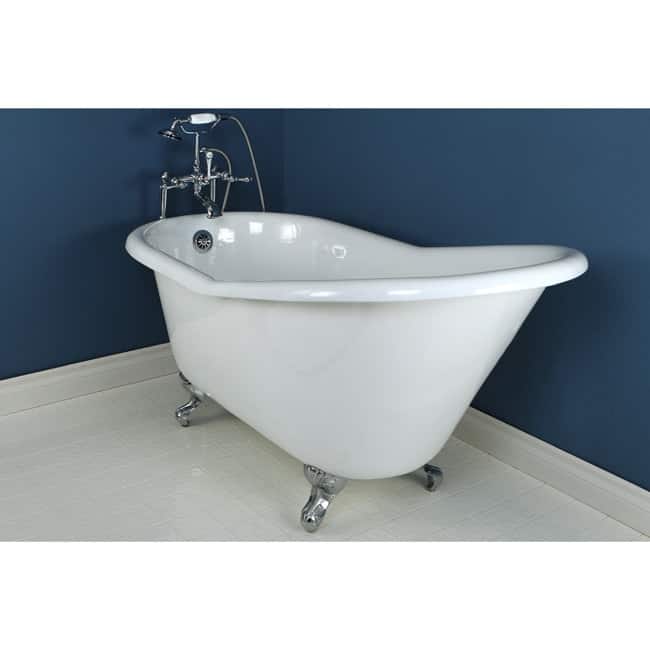 Kingston Brass Aqua Eden 60" Clawfoot Cast Iron Soaking Tub with