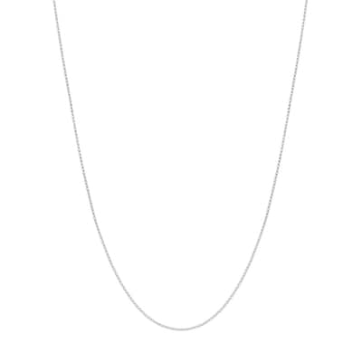 Curata 10k White Gold 0.55mm Box Chain Necklace With 5mm Square (Spring Ring)