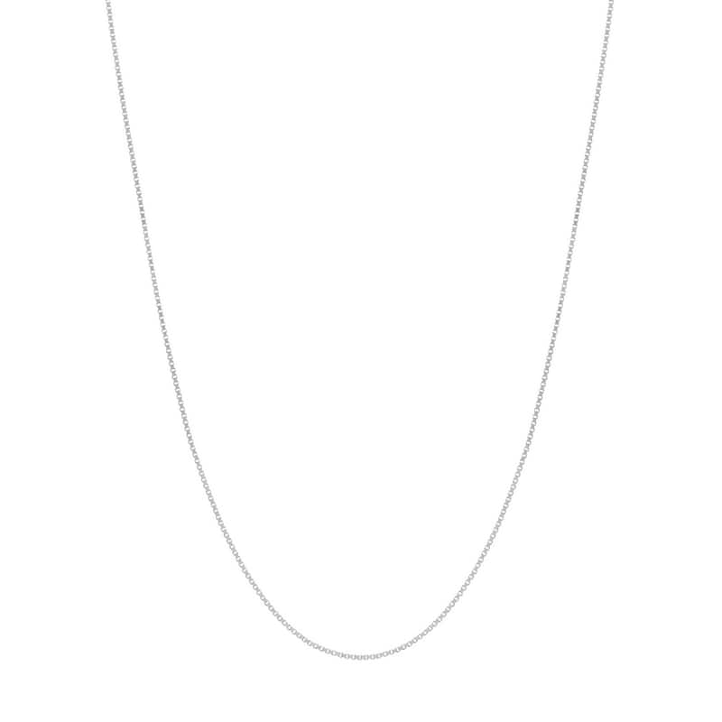 Curata 14k White Gold 0.55mm Box Chain Necklace With 5mm Square (Spring Ring)