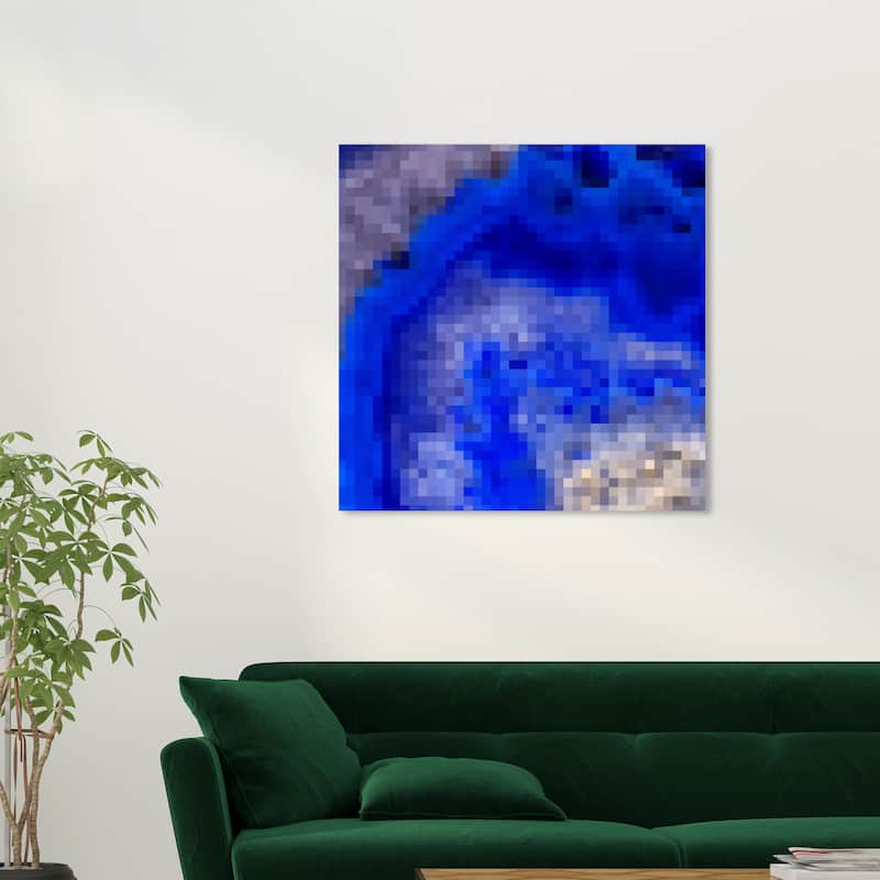 Wynwood Studio Canvas Abstract Agate Pixel Blue and Dark Blue Modern & Contemporary Wall Art Canvas Print - 30 x 30