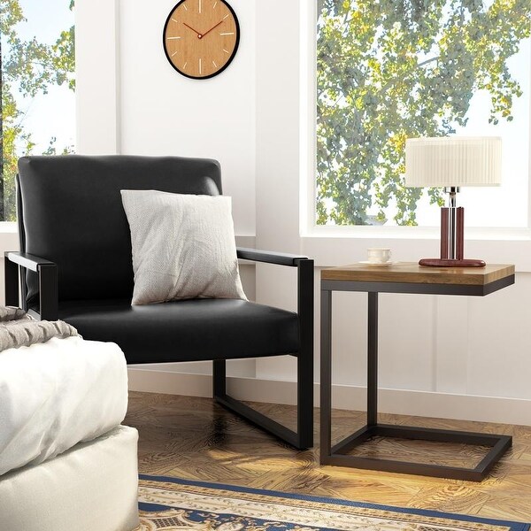 Eureka Modern Vintage Upholstered PU Leather Armchair, Mid