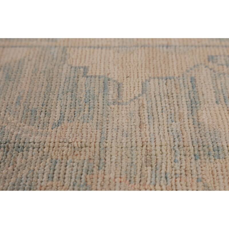 Hand Knotted Oriental 100% Wool Carpet Transitional All-Over Navy Blue & Blues Oushak Area Rug - 12' 2'' X 9' 6''