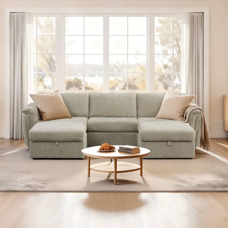 Spruce & Spring Modular Sectional Sofas with Optial Storage Console for Living Room