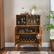 preview thumbnail 1 of 13, Rustic Wooden Sideboard Buffet Cabinet Wine Bar Cabinet with Wine Glass Holder & Wine Bottle Rack for Home Dining Room, Brown Brown