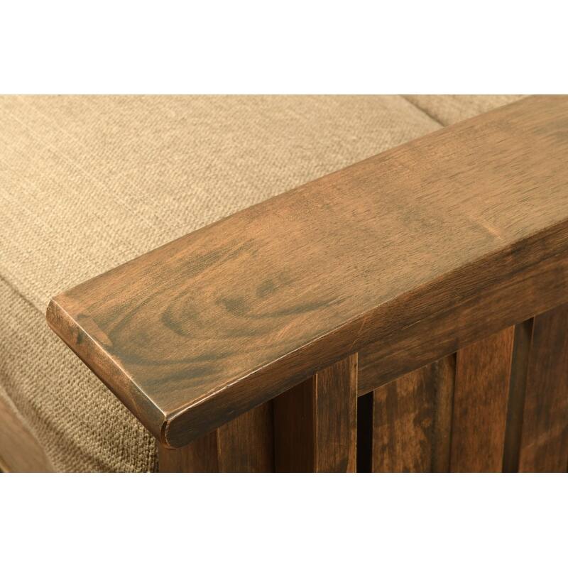 Somette Washington Queen-size Storage Futon Set in Rustic Walnut with Linen Mattress